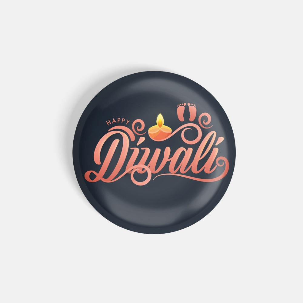 dhcrafts Round Fridge Magnet Blue Diwali D4 Glossy Finish Design Pack of 1 (75 mm)